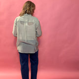 The Harper Button Down Long Sleeve Shirt Top in Sage Green