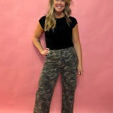 Jodi Camo High Rise Wide Leg Pant