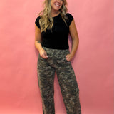 Jodi Camo High Rise Wide Leg Pant