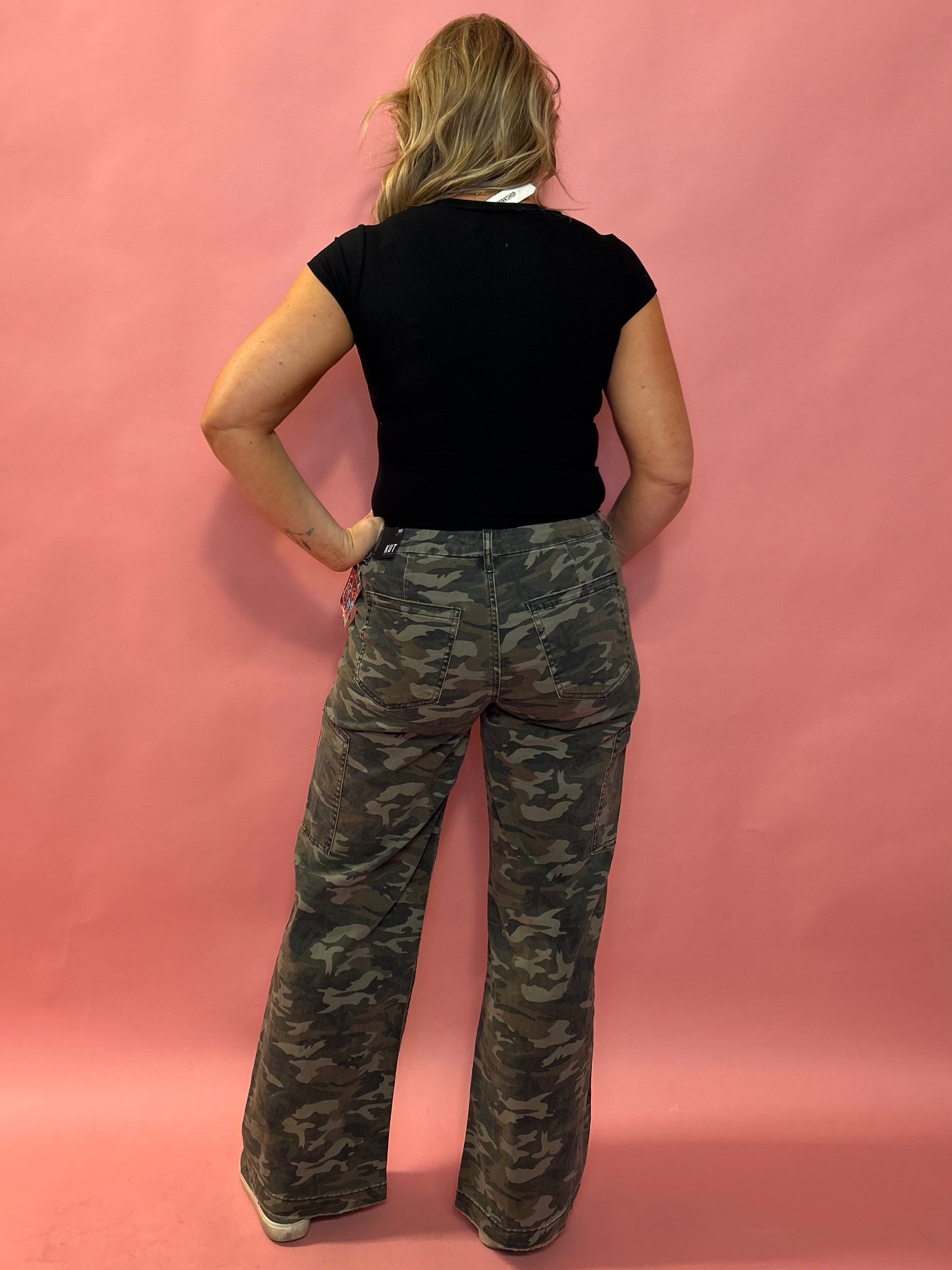 Jodi Camo High Rise Wide Leg Pant