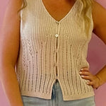 Concert Going Crochet Tank in Taupe