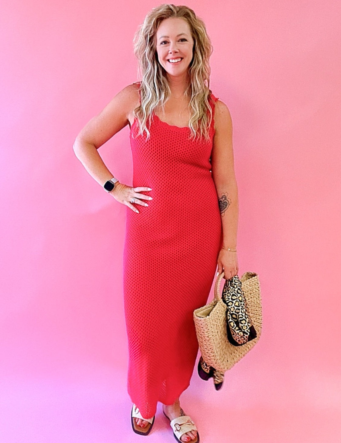 Ibiza Sweater Dress in Dragon Fruit