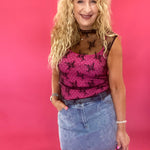 In Full Bloom Floral Lace Muscle Top in Black