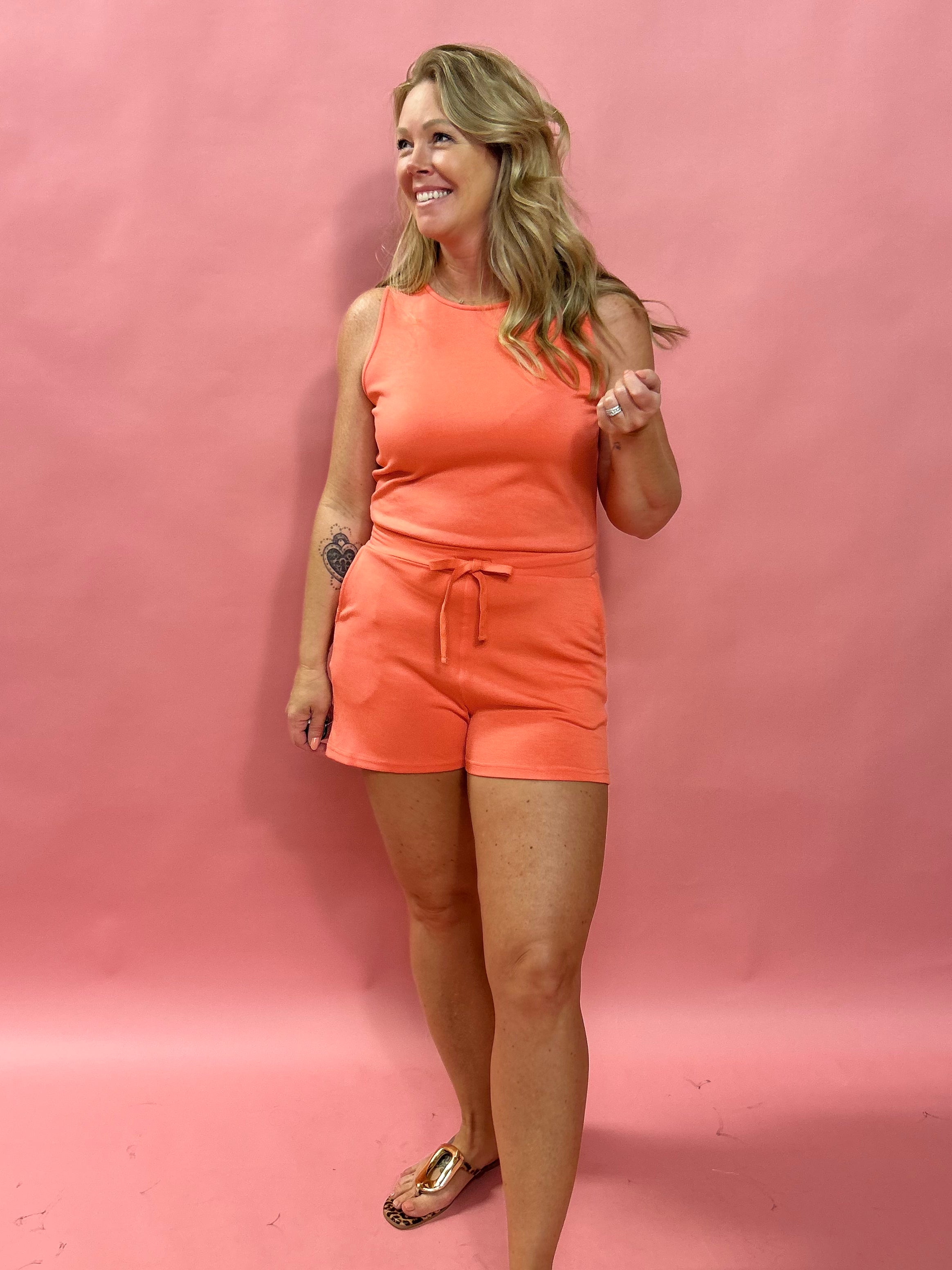 Island Breeze Romper in Coral