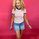 Jane High Rise Long Short w/Frayed Hem in Peaceful - Shabby 2 Chic Boutiques