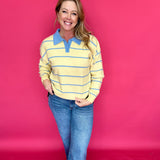 Joanna Striped Rugby Sweater in Yellow - Shabby 2 Chic Boutiques