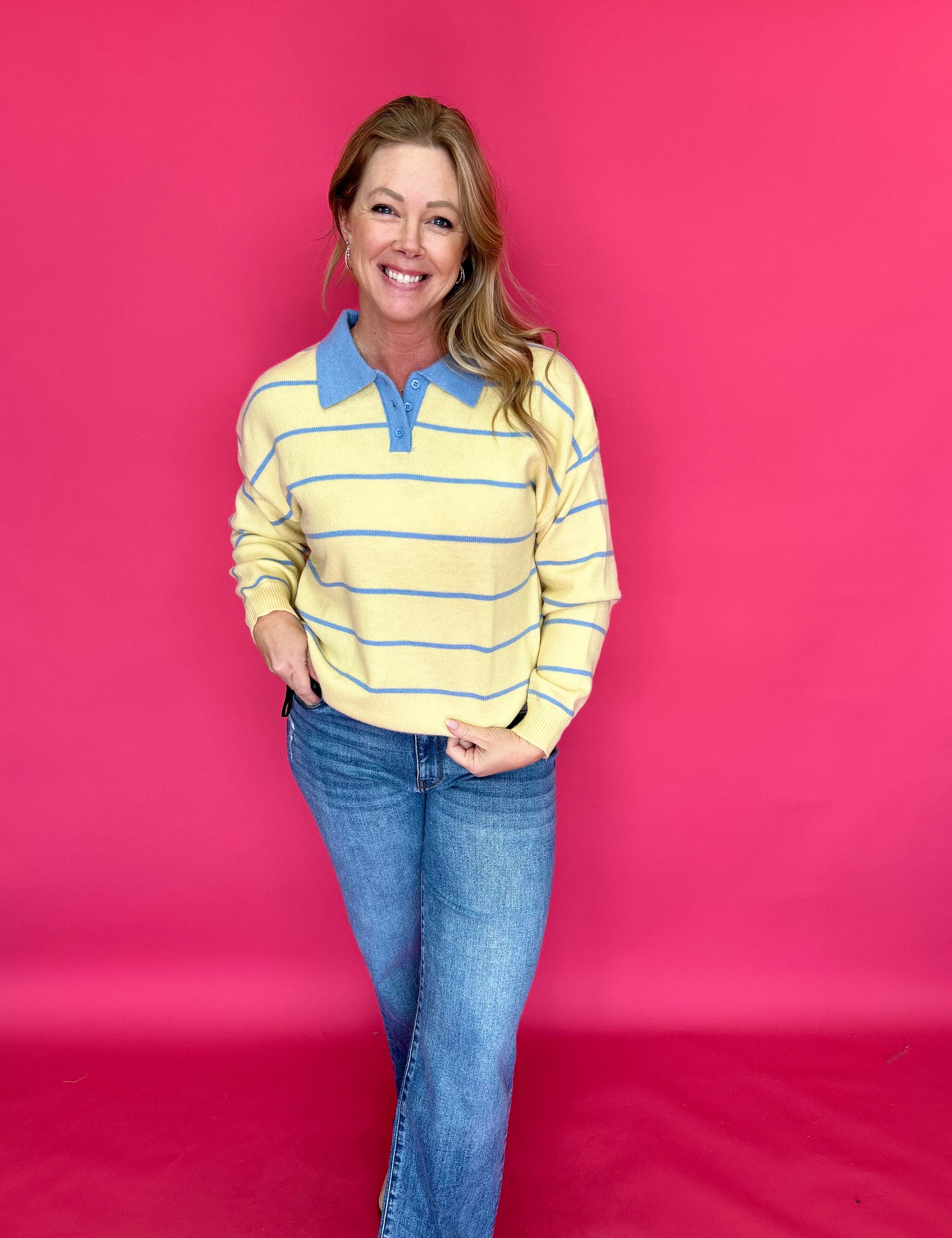 Joanna Striped Rugby Sweater in Yellow - Shabby 2 Chic Boutiques