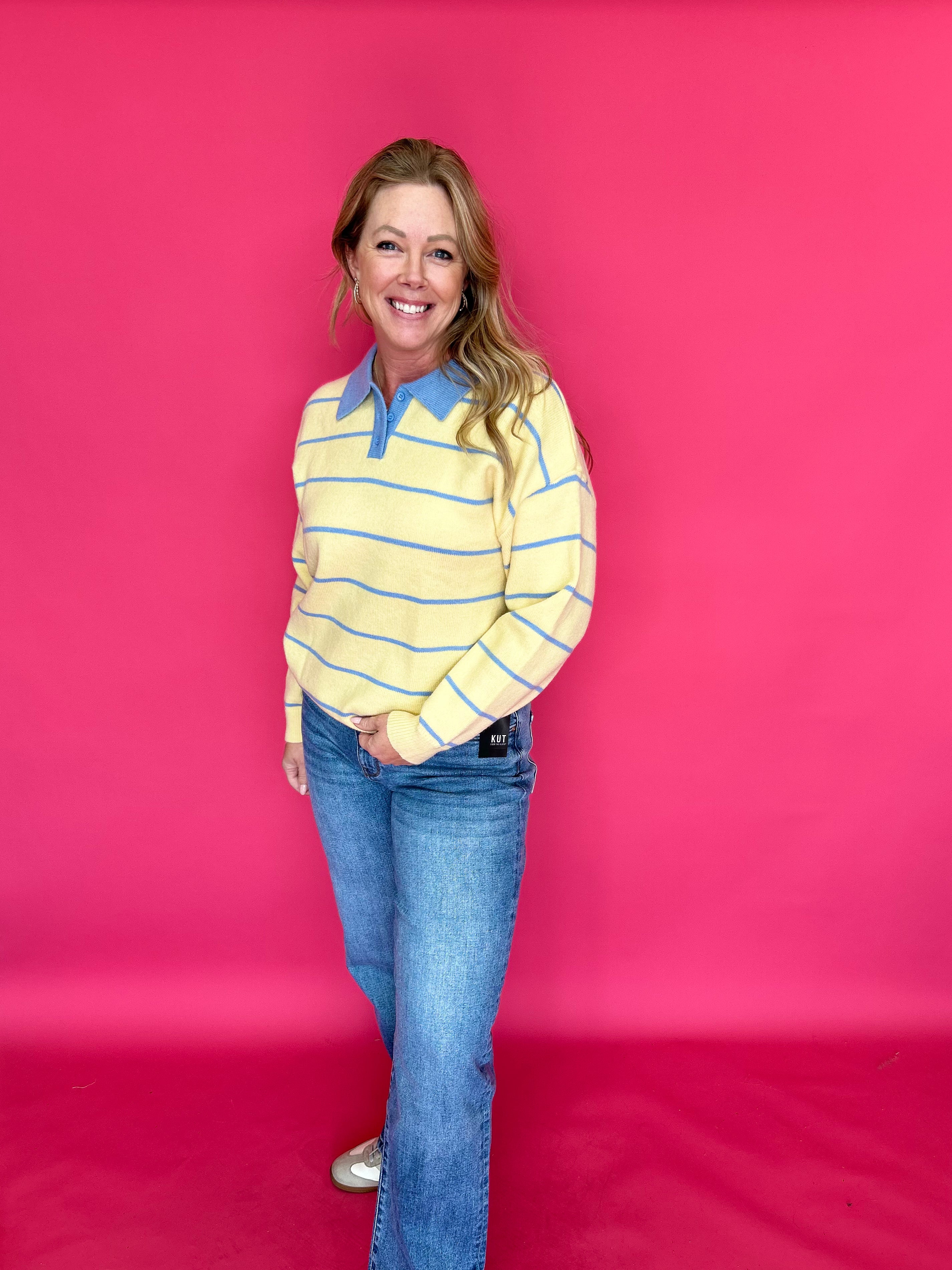 Joanna Striped Rugby Sweater in Yellow - Shabby 2 Chic Boutiques