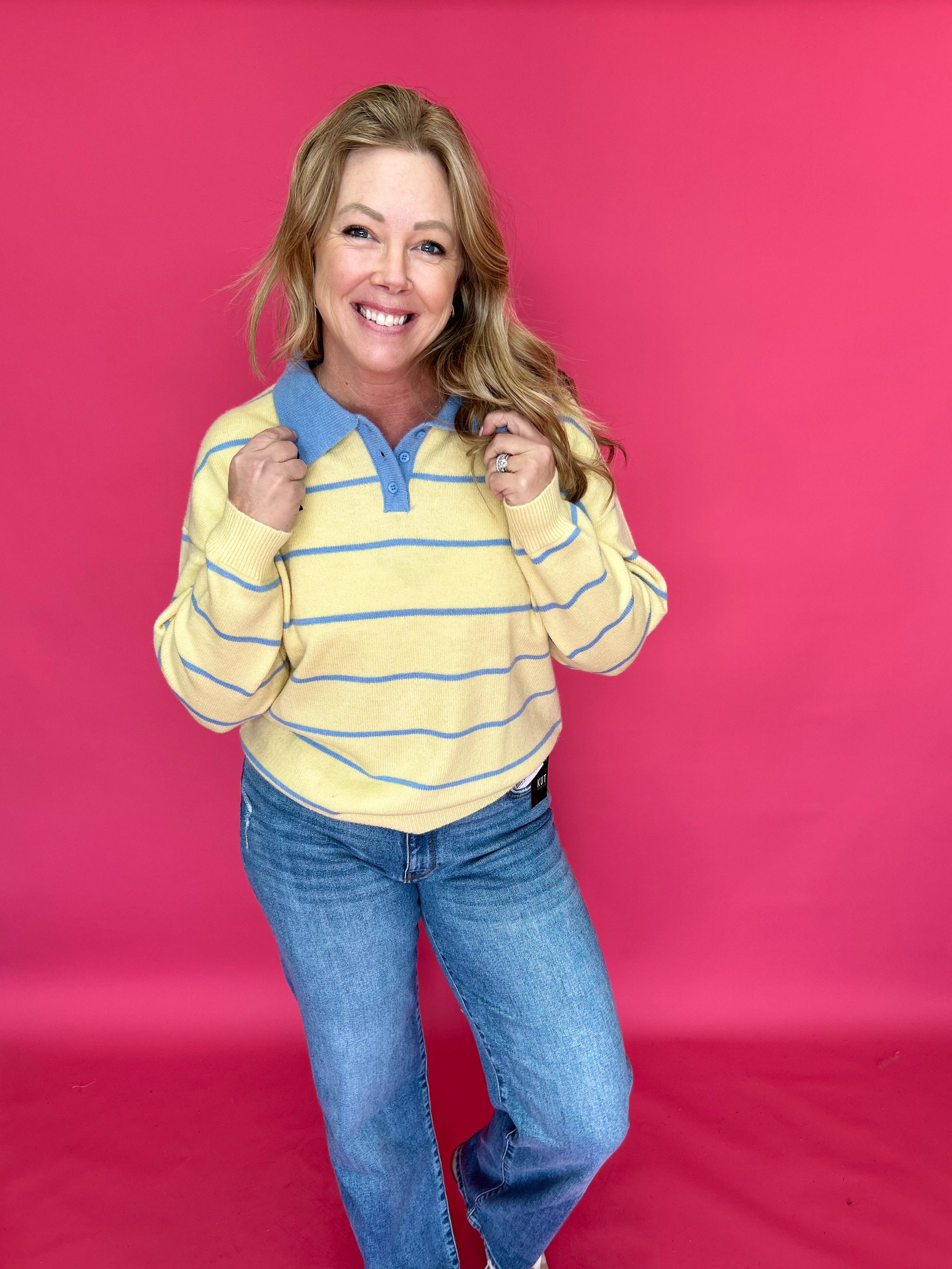 Joanna Striped Rugby Sweater in Yellow - Shabby 2 Chic Boutiques