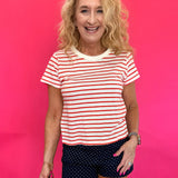 Junie Stripe Tee in Lychee by Z Supply - Shabby 2 Chic Boutiques