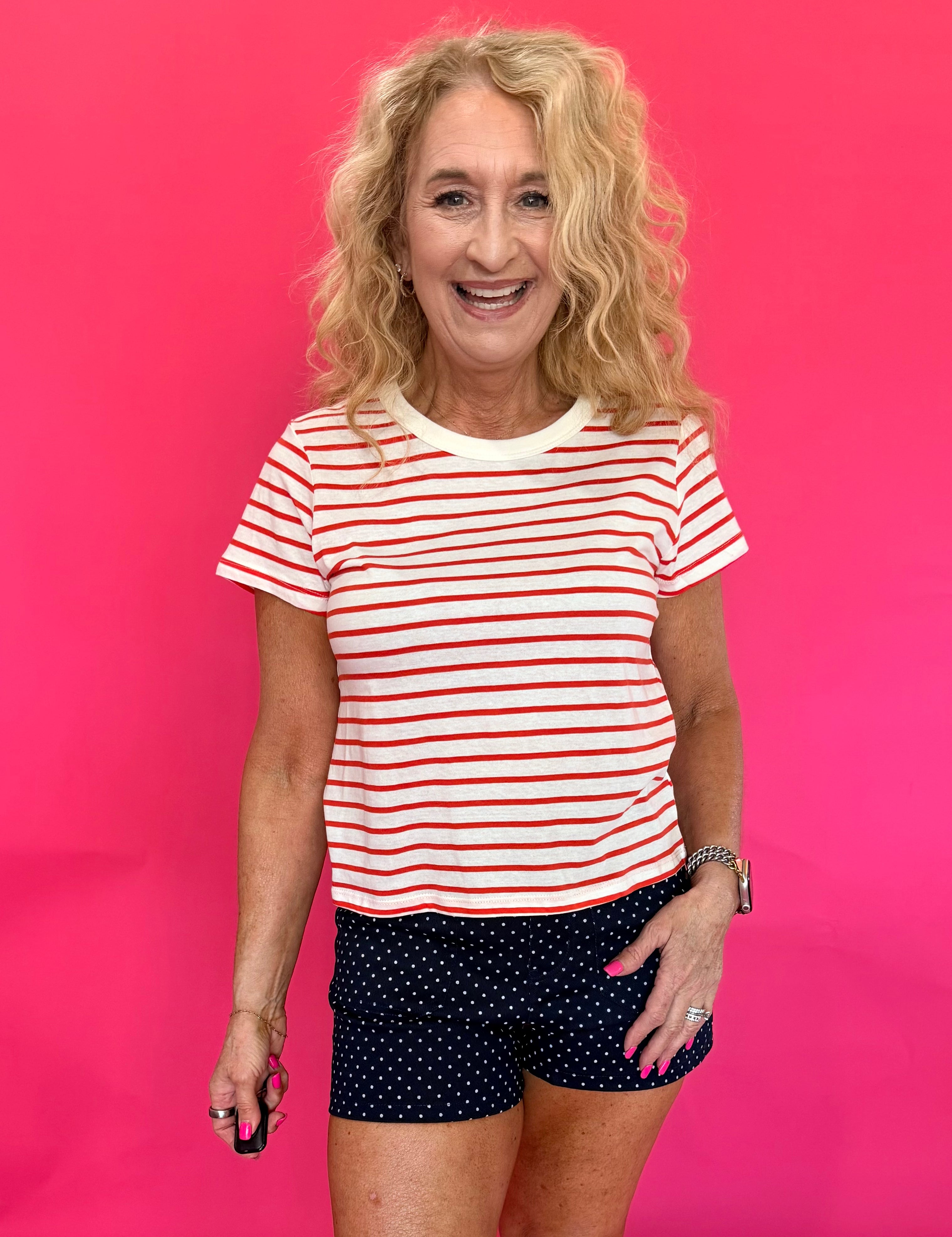 Junie Stripe Tee in Lychee by Z Supply - Shabby 2 Chic Boutiques