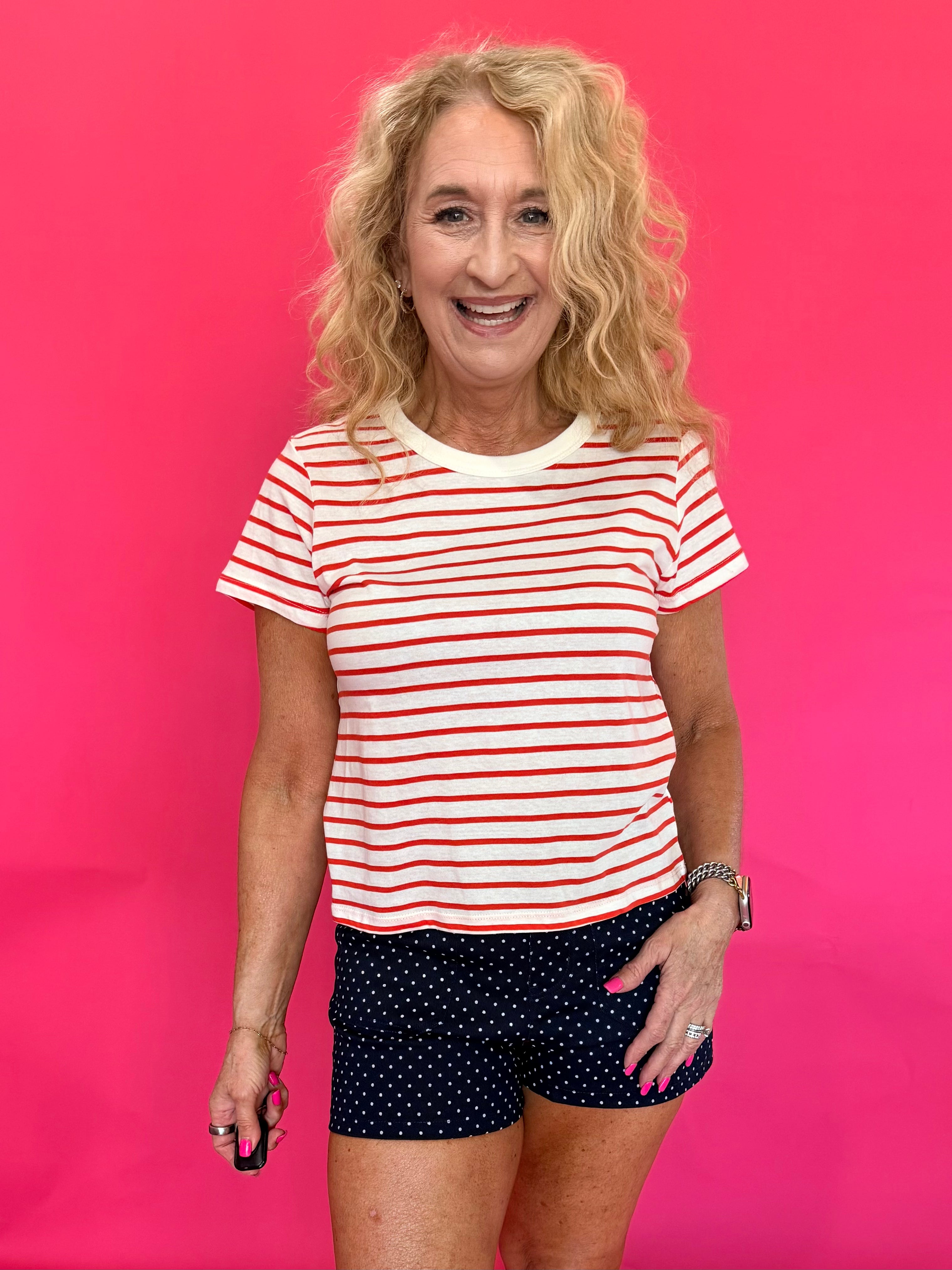 Junie Stripe Tee in Lychee by Z Supply - Shabby 2 Chic Boutiques