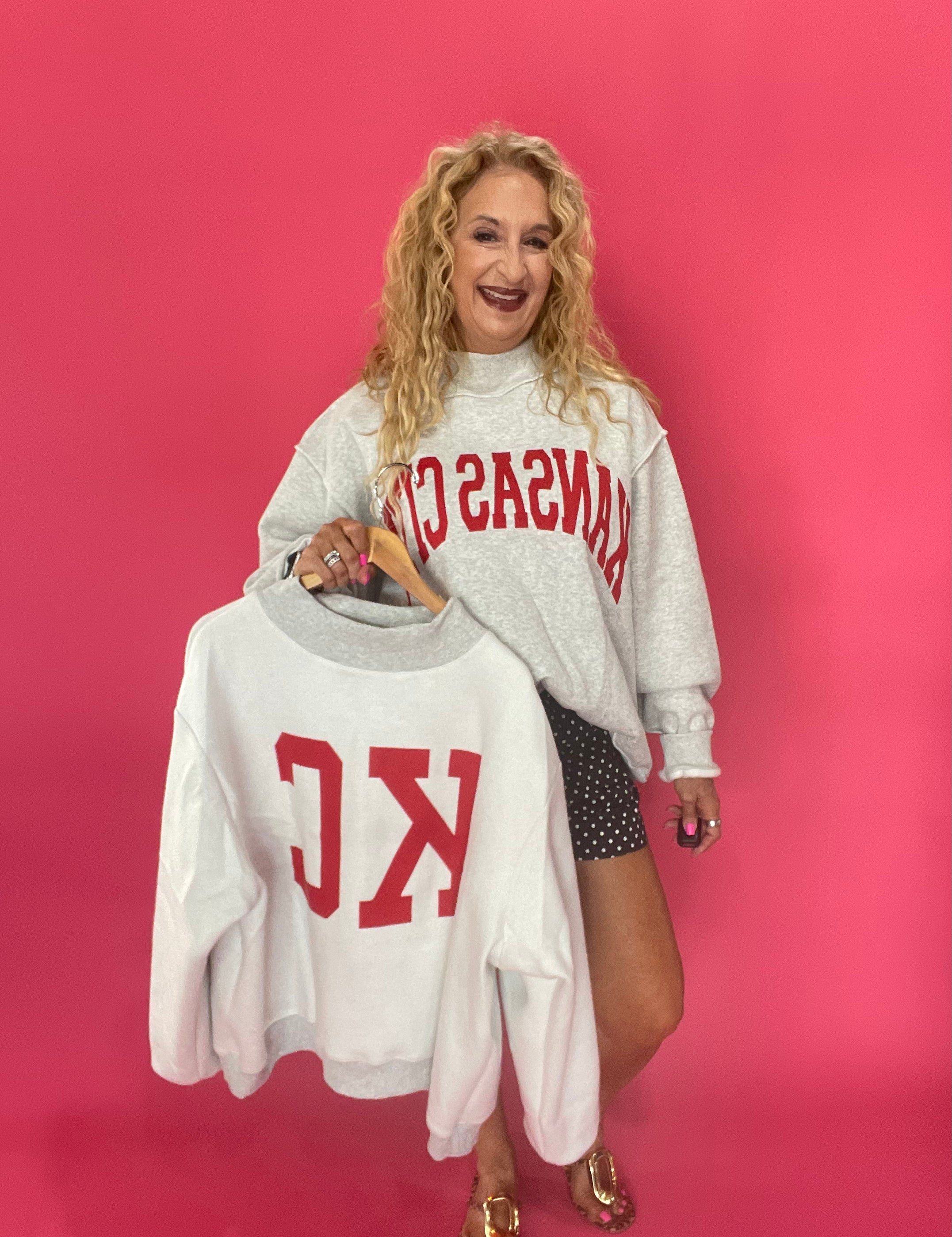 'KANSAS CITY & KC' Reversible Mock-Neck Sweatshirt
