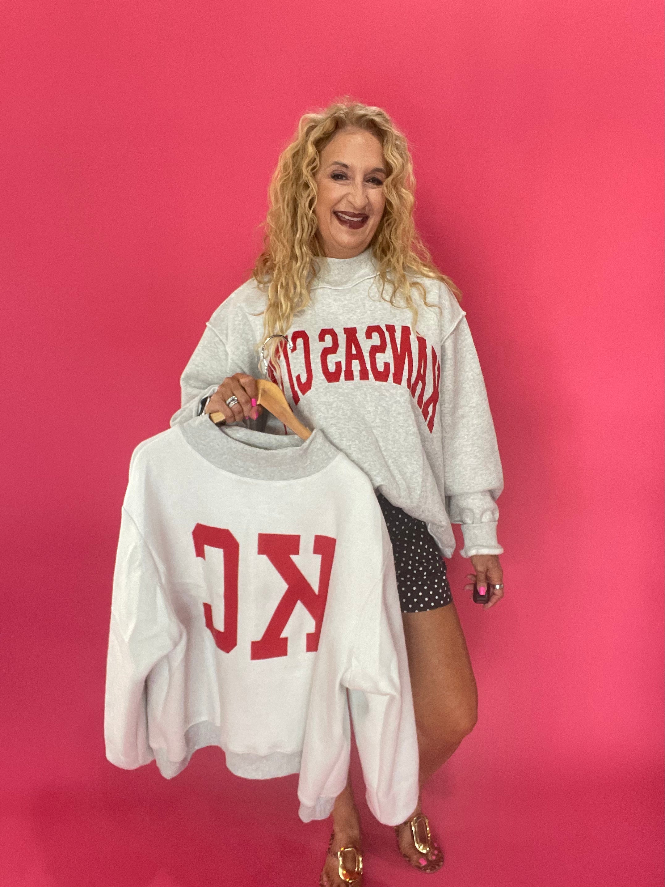 'KANSAS CITY & KC' Reversible Mock-Neck Sweatshirt