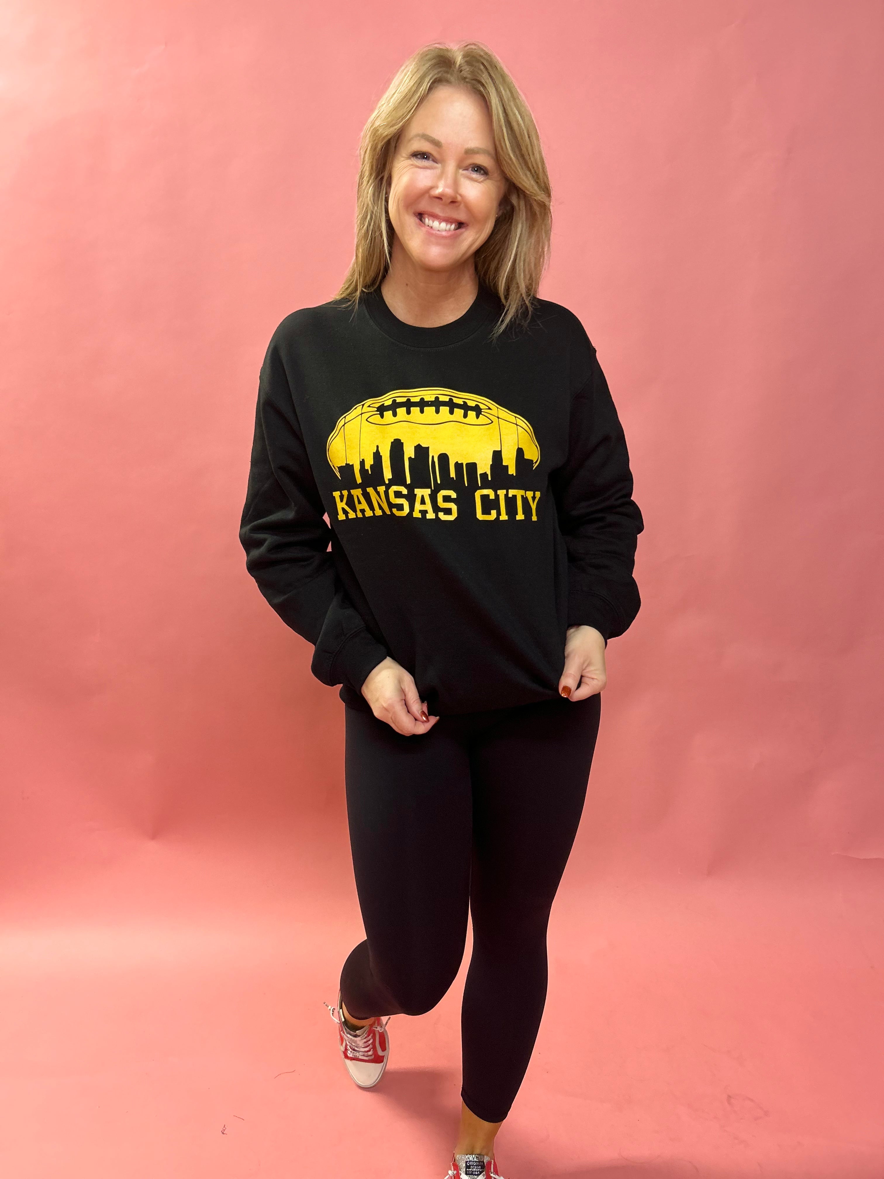 KC Arrowhead Skyline on Black Sweatshirt