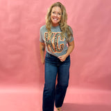 KC Colors Leopard KC Letters Grey Tee
