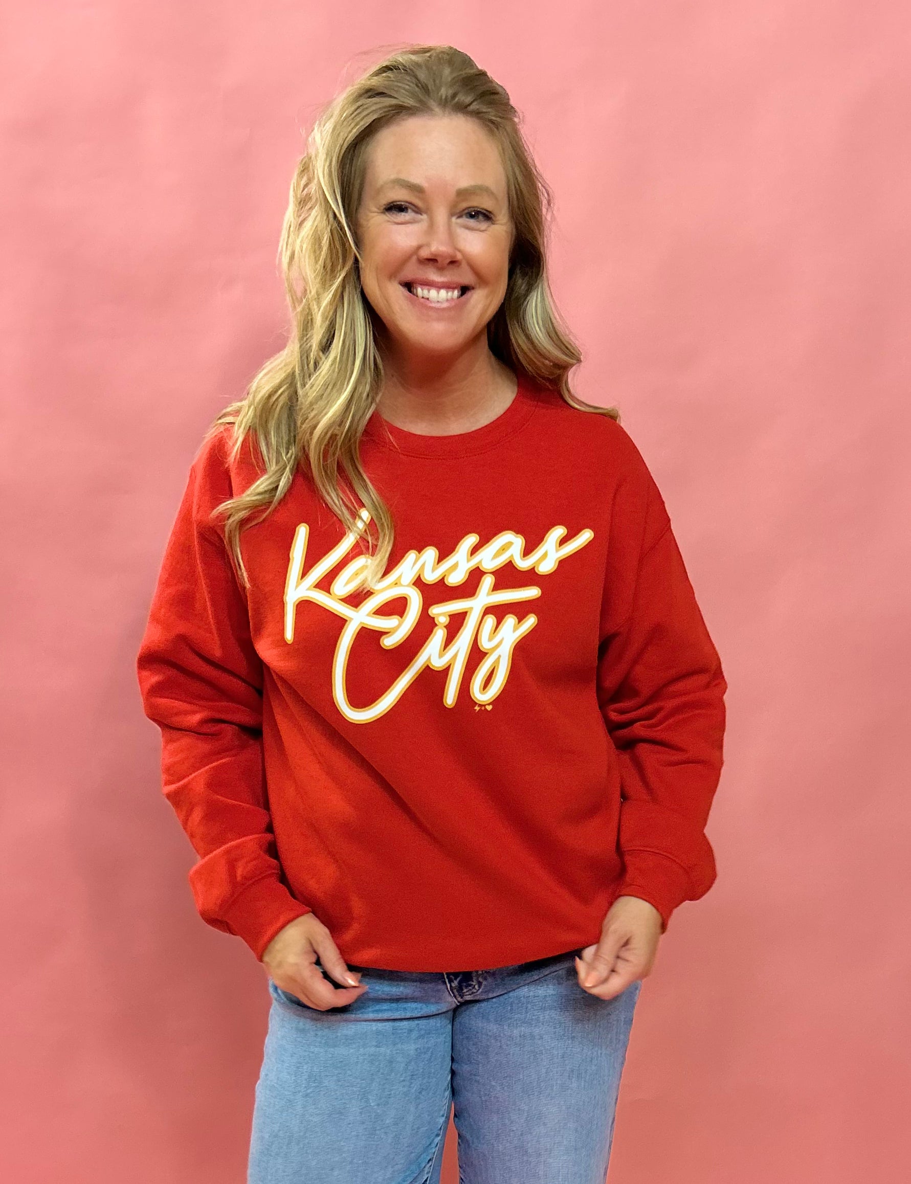 KC Script Outline KC Sweatshirt - Shabby 2 Chic Boutiques