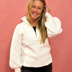 Kailya Quarter Zipped Sweater in White