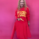 Kansas City Red Polka Dot 2 Sided Mock Sweatshirt