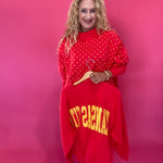 Kansas City Red Polka Dot 2 Sided Mock Sweatshirt