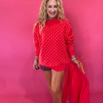 Kansas City Red Polka Dot 2 Sided Mock Sweatshirt