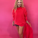 Kansas City Red Polka Dot 2 Sided Mock Sweatshirt