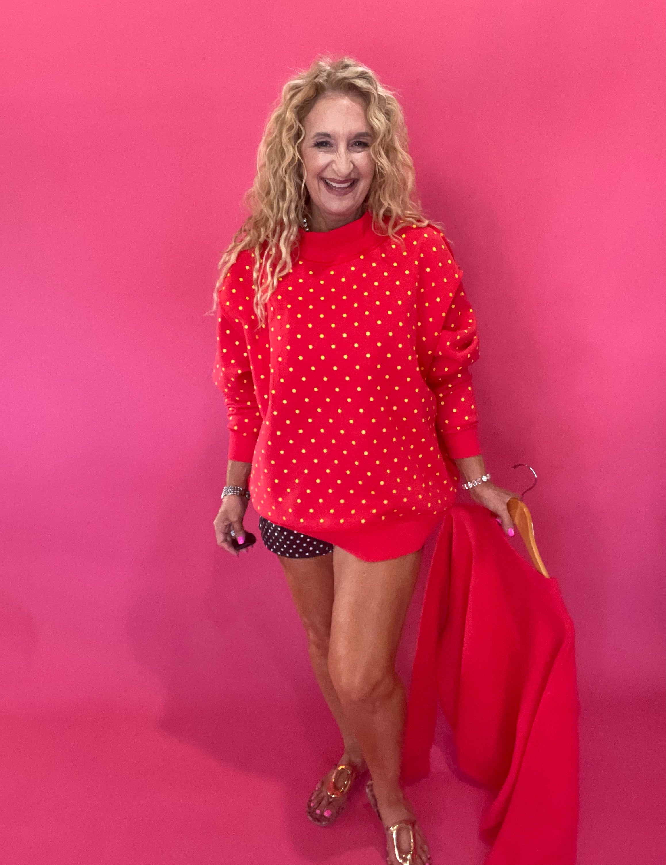 Kansas City Red Polka Dot 2 Sided Mock Sweatshirt