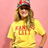 Kansas City Vintage Block Graphic Tee in Mustard