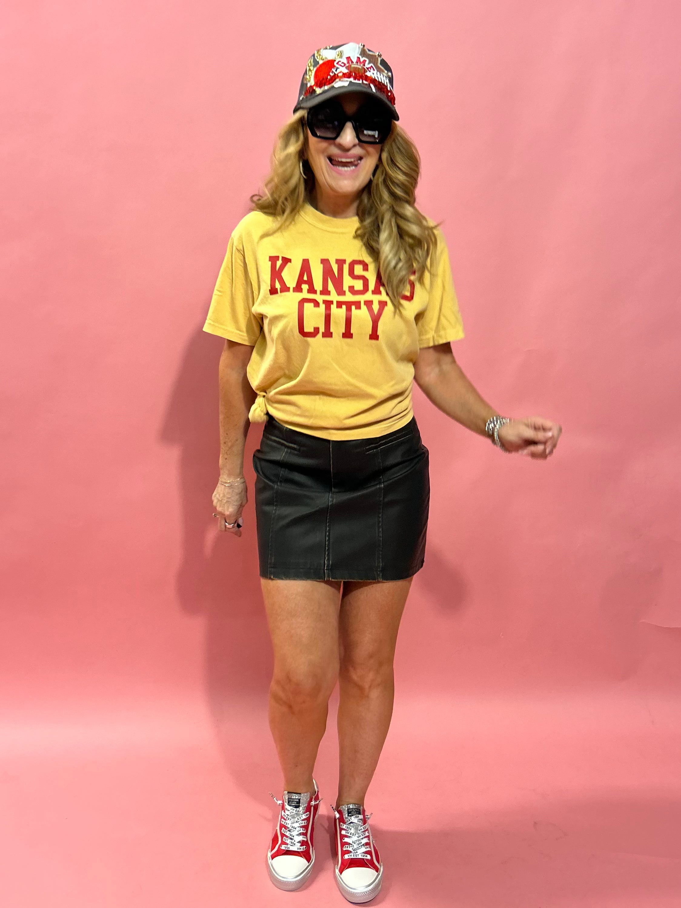 Kansas City Vintage Block Graphic Tee in Mustard