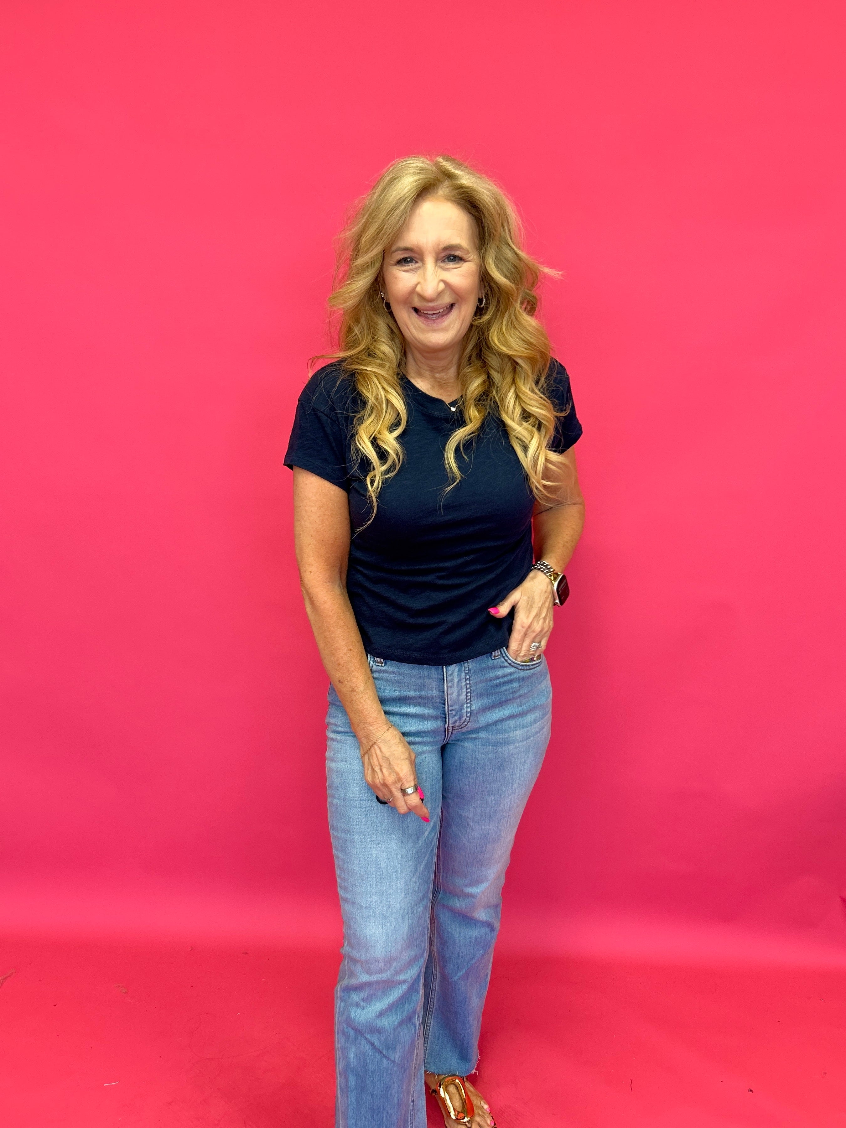 Kelsey High Rise Crop Flare in Medium Wash - Shabby 2 Chic Boutiques