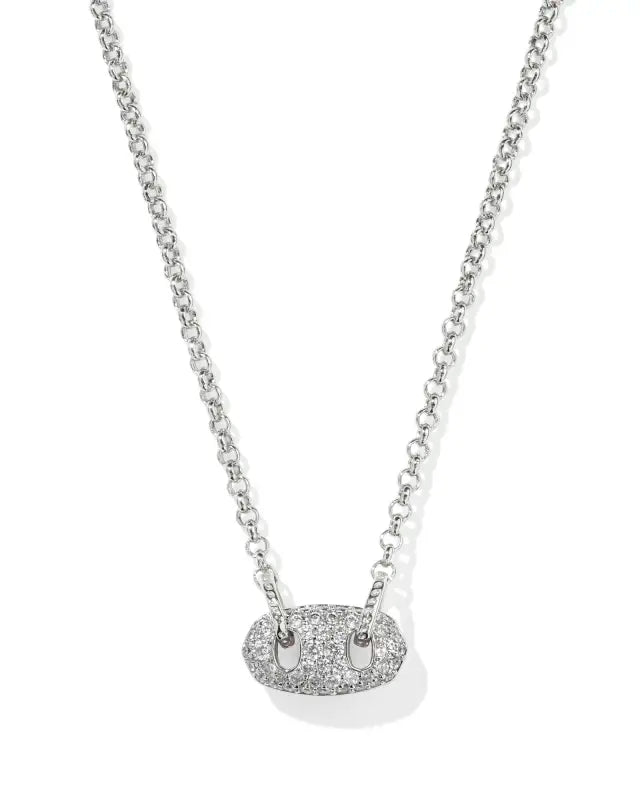 Bailey Pave Short Pendent Necklace in Silver