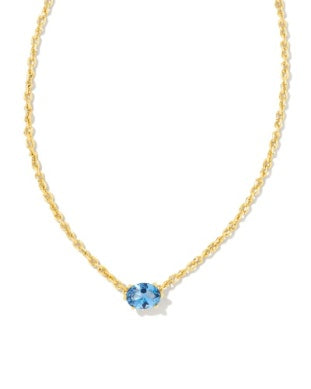 Kendra Scott Cailin Crystal Pendant Necklace Gold Blue Violet Crystal