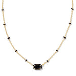 Kendra Scott Mini Elisa Enamel Frame Short Pendant Necklace Gold Black Agate