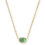 Kendra Scott Mini Elisa Satellite Short Pendant Necklace in Gold Emerald Cats Eye