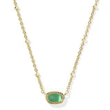 Kendra Scott Mini Elisa Satellite Short Pendant Necklace in Gold Emerald Cats Eye