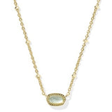 Kendra Scott Mini Elisa Satellite Short Pendant Necklace Gold Light Blue Illusion