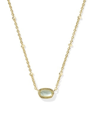 Kendra Scott Mini Elisa Satellite Short Pendant Necklace Gold Light Blue Illusion