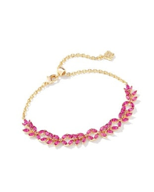 Kendra Scott Rosalie Tennis Bracelet Gold Pink Crystal