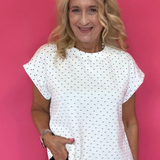Knit Polka Dot Oversized Top In White