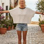 Knit Polka Dot Oversized Top In Red