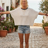 Knit Polka Dot Oversized Top In Red