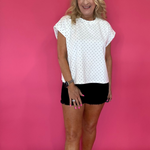 Knit Polka Dot Oversized Top In White