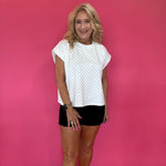Knit Polka Dot Oversized Top In White
