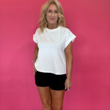 Knit Polka Dot Oversized Top In White