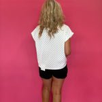 Knit Polka Dot Oversized Top In White