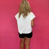 Knit Polka Dot Oversized Top In White