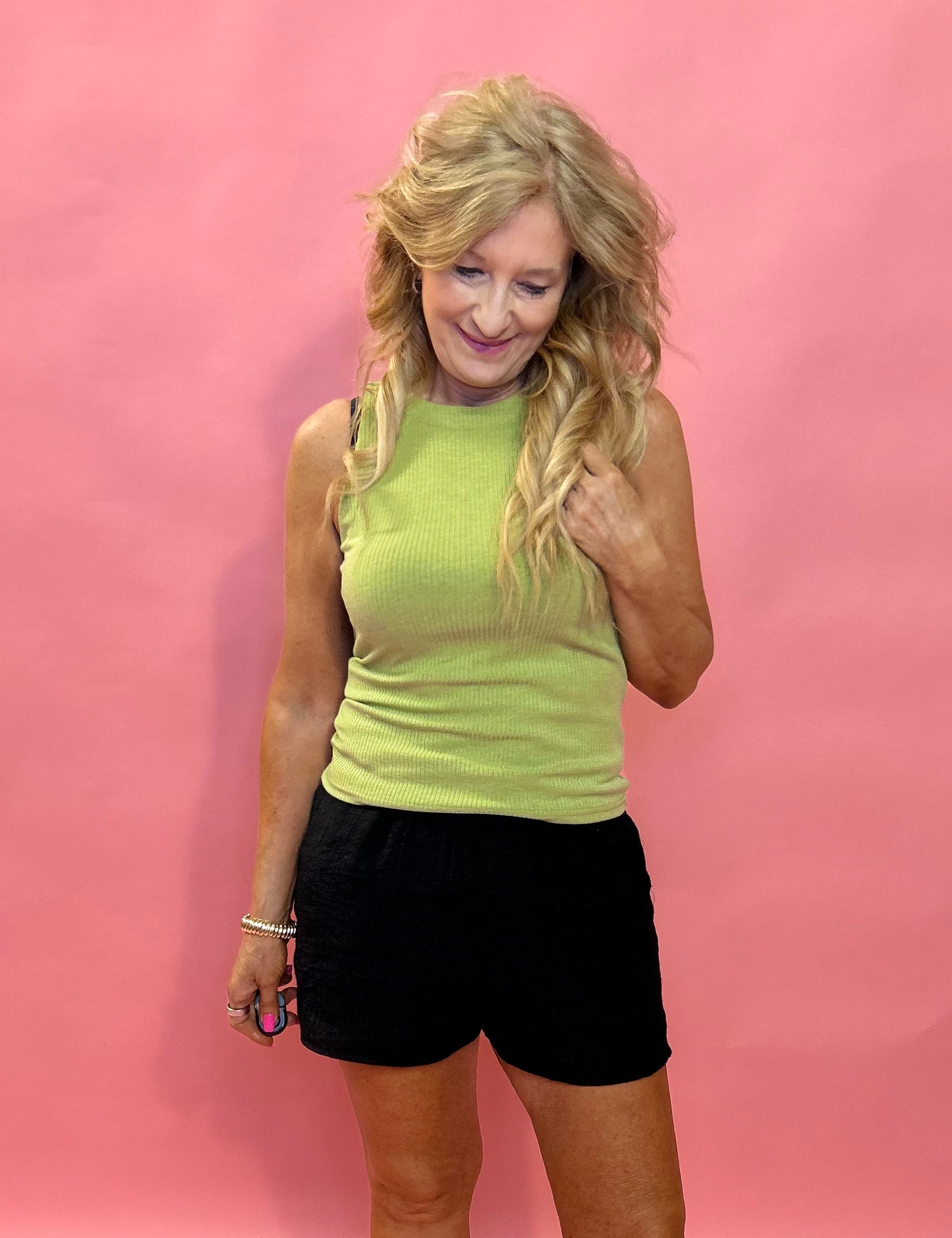 Kori Ribbed Knit Tank in Light Olive