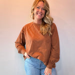 Laid-Back Cotton Slub Top in Brown