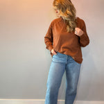 Laid-Back Cotton Slub Top in Brown