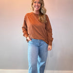 Laid-Back Cotton Slub Top in Brown